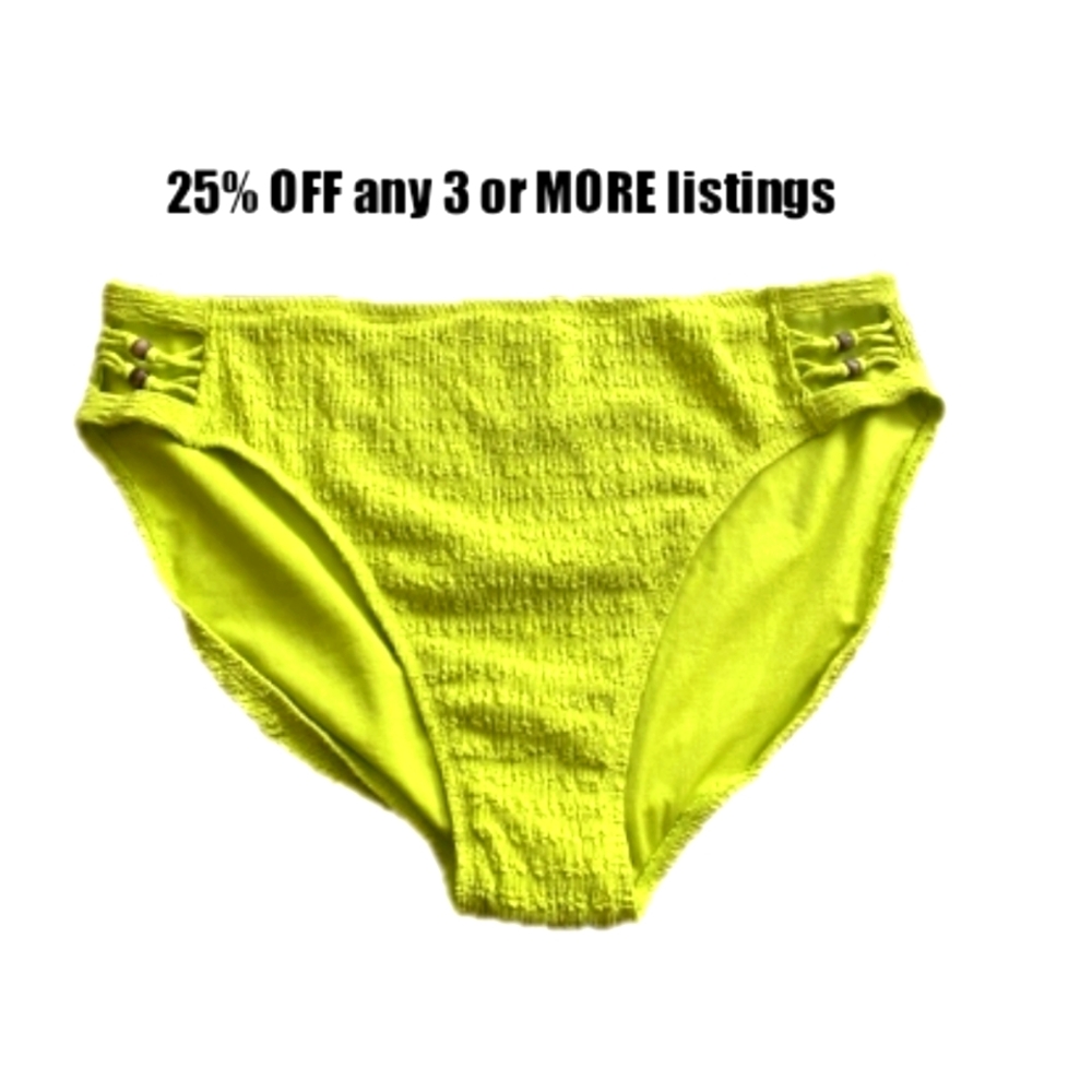 Bikini Bottom Plus Size 2X Swimwear Swimsuit Swim Ribbed Knit Bright Cutout Pool